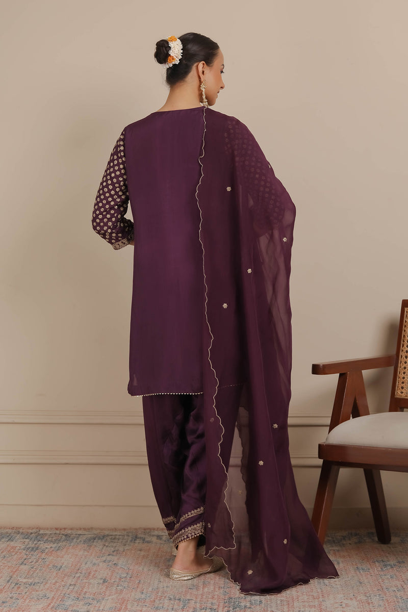 Purple Short Shirt & Salwar Set