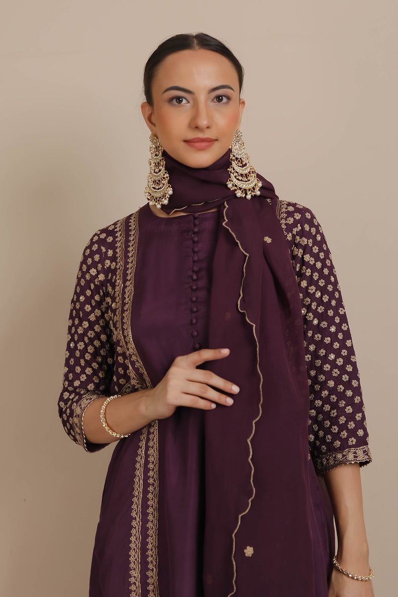 Purple Short Shirt & Salwar Set
