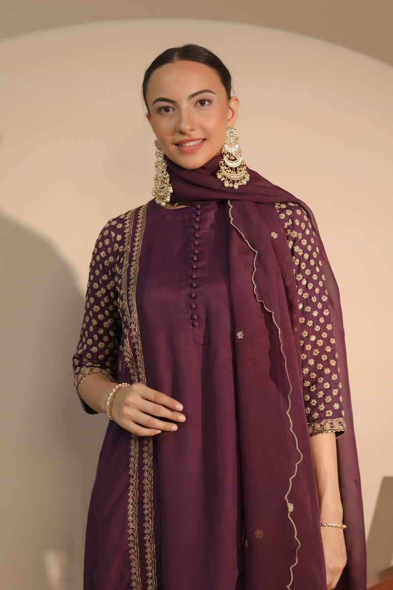 Purple Short Shirt & Salwar Set