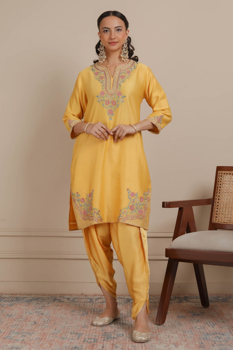 Yellow Kurta & Dhoti Set