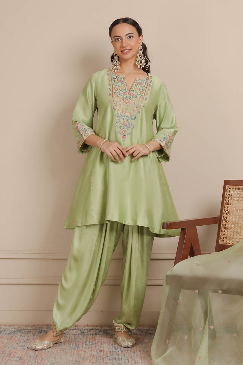Green A-Line Kurta & Salwar Set