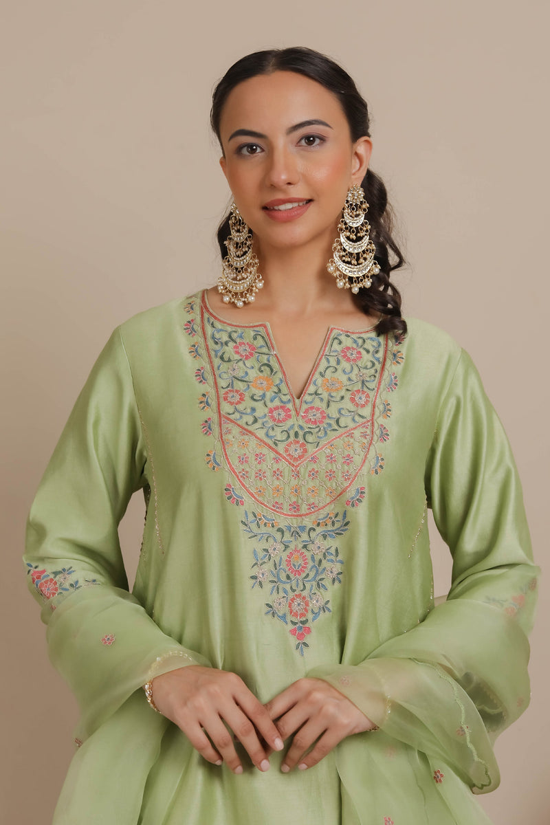 Green A-Line Kurta & Salwar Set