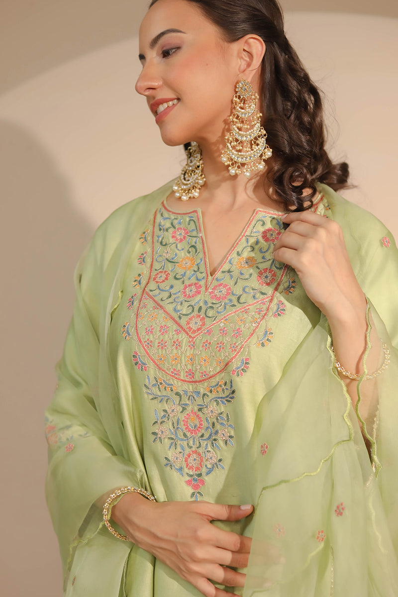 Green A-Line Kurta & Salwar Set