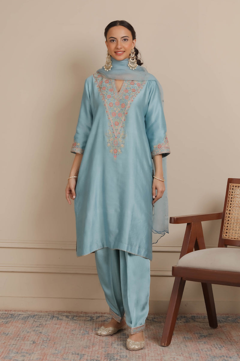 Blue A-Line Kurta & Salwar Set