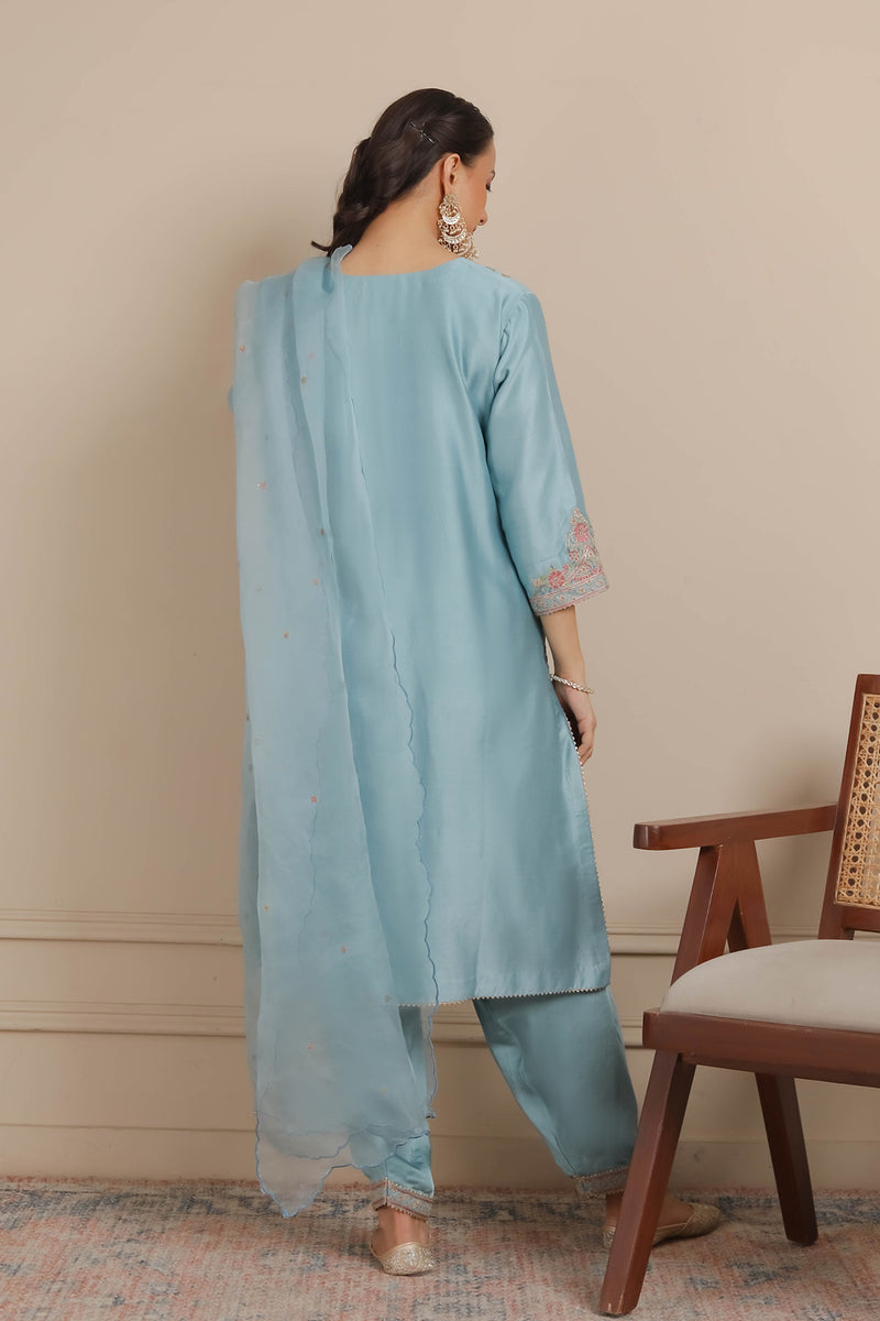 Blue A-Line Kurta & Salwar Set