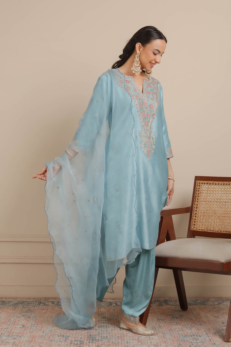 Blue A-Line Kurta & Salwar Set