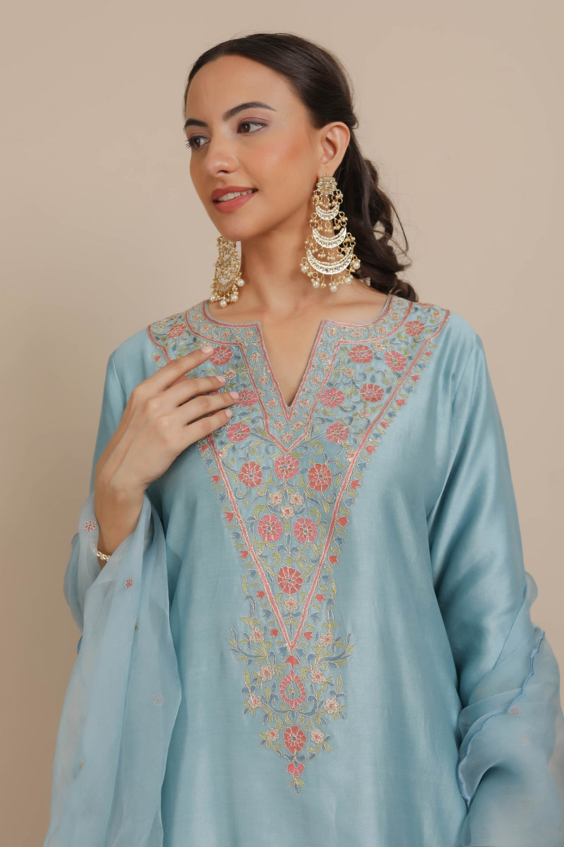 Blue A-Line Kurta & Salwar Set