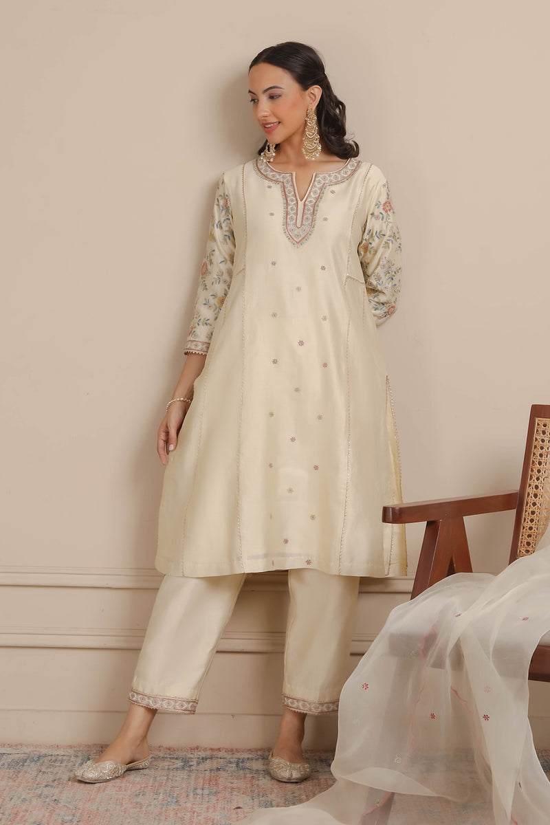 Ivory A-Line Kurta & Pants Set