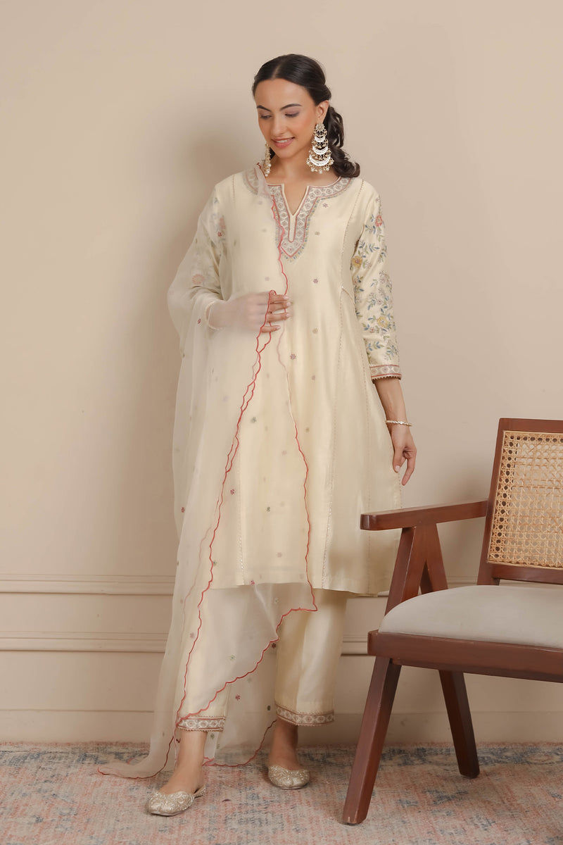 Ivory A-Line Kurta & Pants Set