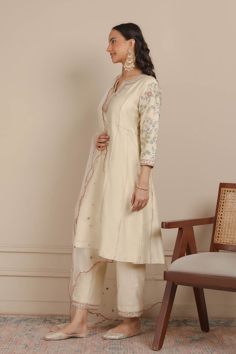 Ivory A-Line Kurta & Pants Set