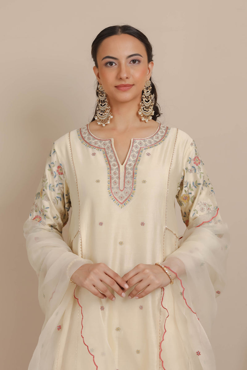 Ivory A-Line Kurta & Pants Set