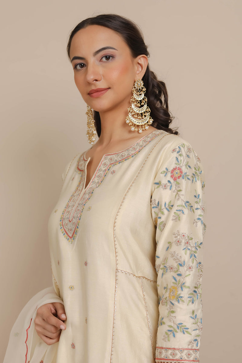 Ivory A-Line Kurta & Pants Set