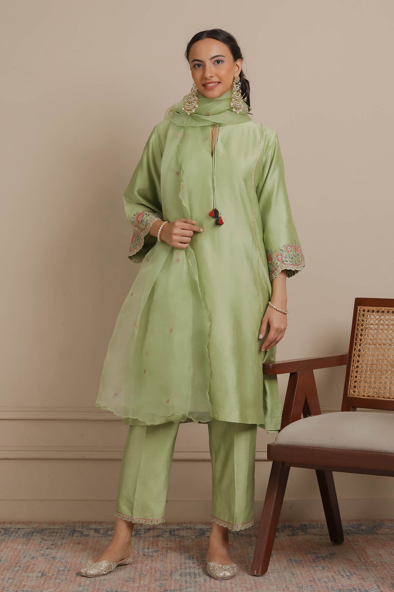 Green Kurta & Pants Set