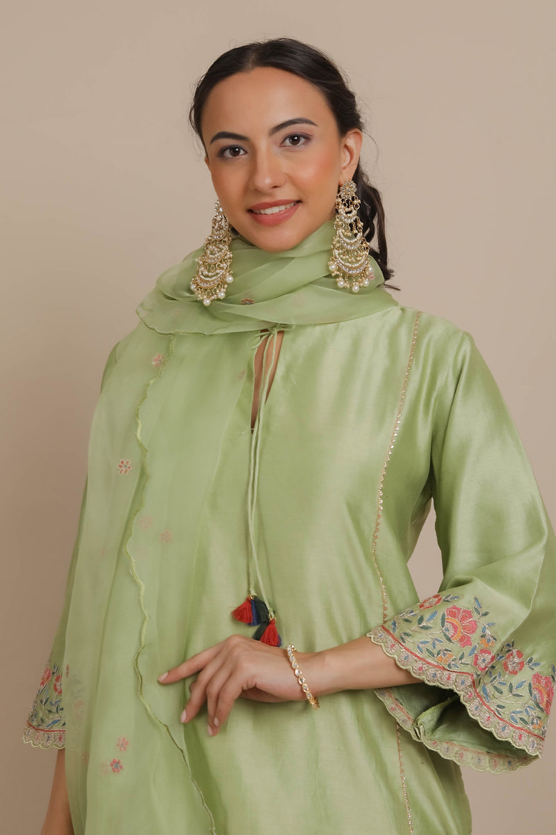 Green Kurta & Pants Set