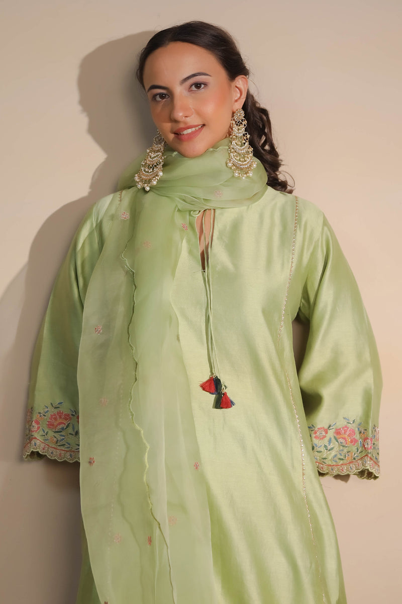 Green Kurta & Pants Set