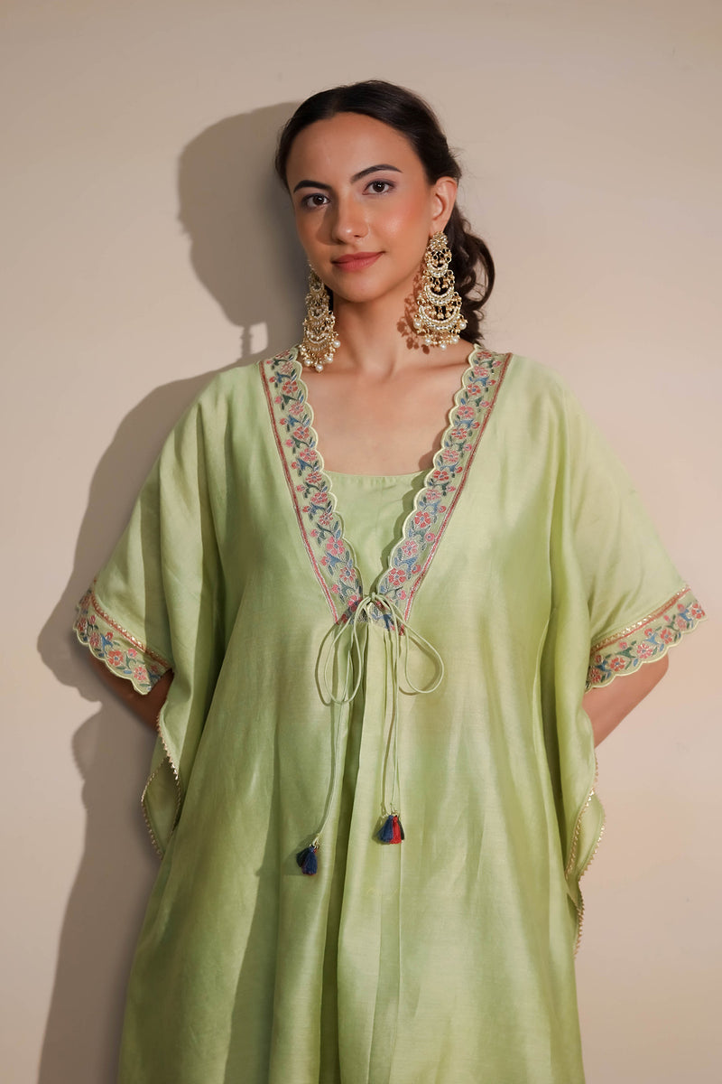Green Short Kaftaan & Pants Set