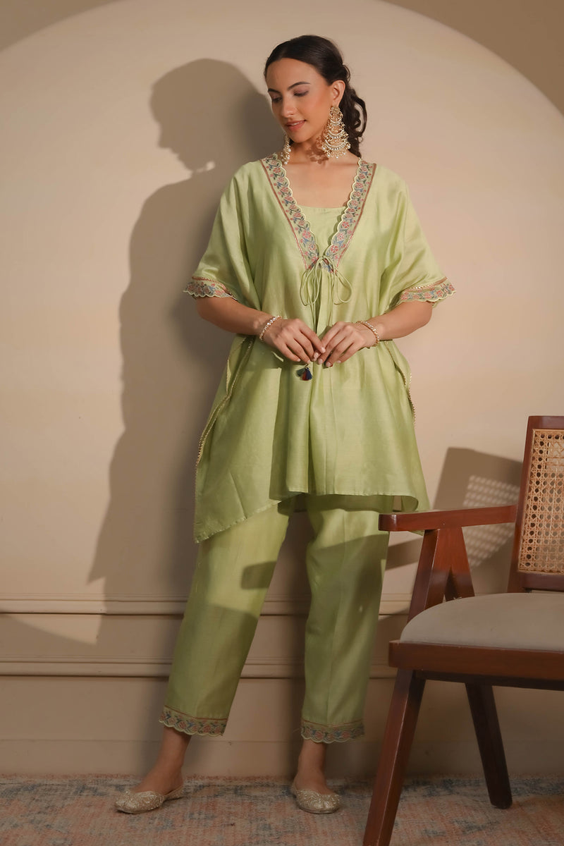 Green Short Kaftaan & Pants Set