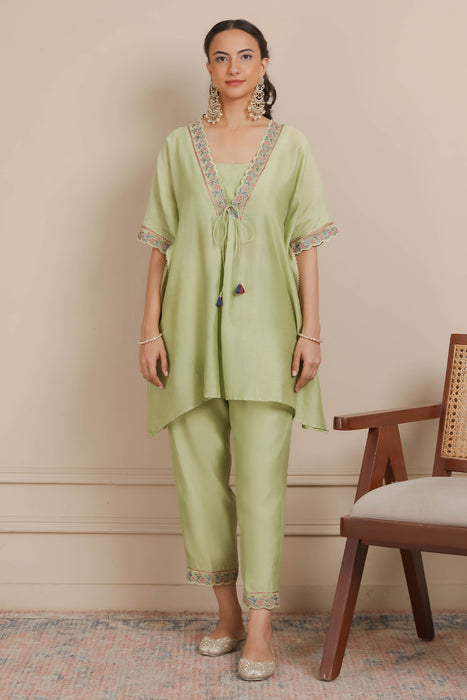 Green Short Kaftaan & Pants Set