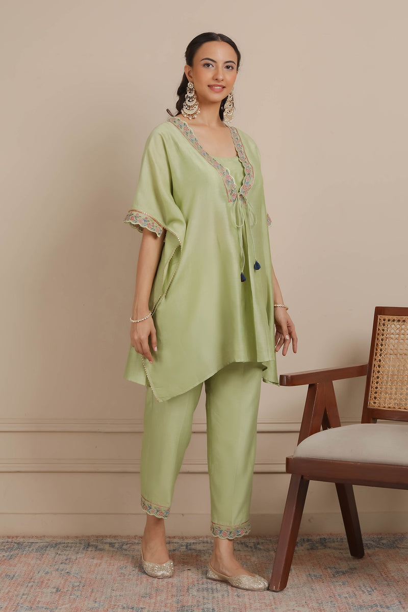 Green Short Kaftaan & Pants Set