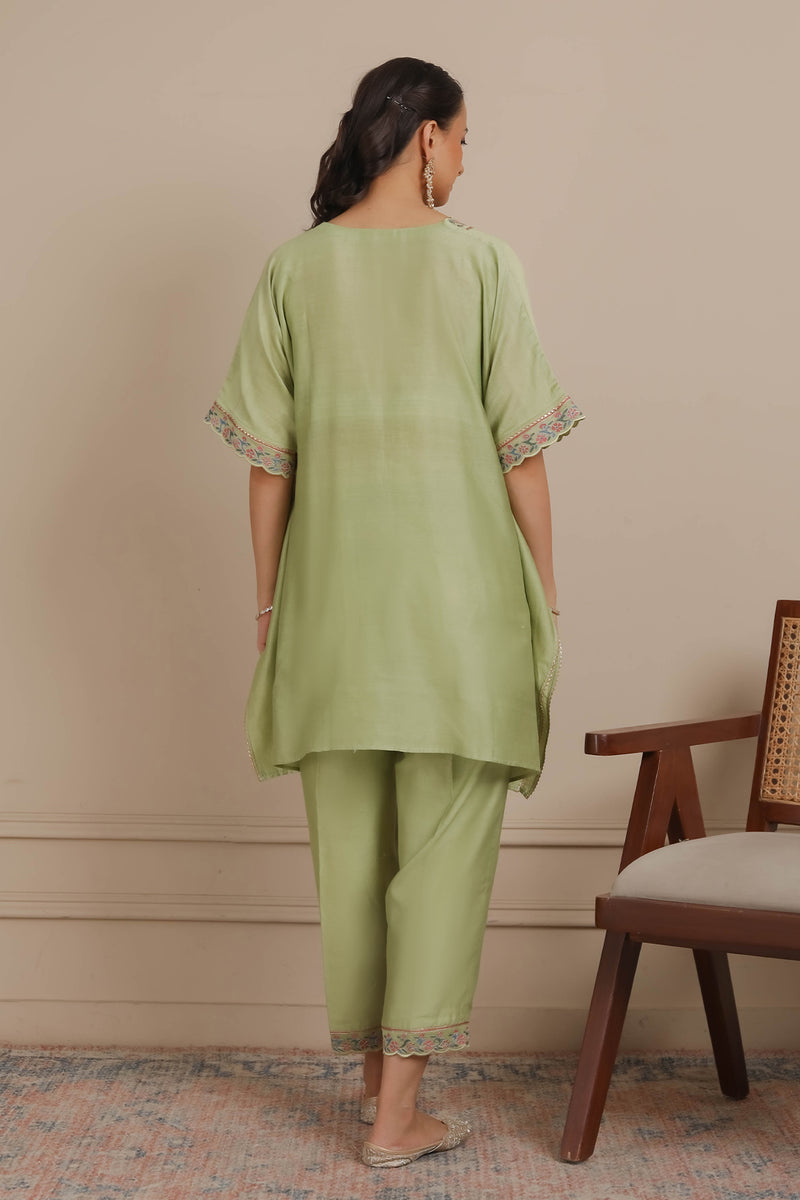 Green Short Kaftaan & Pants Set