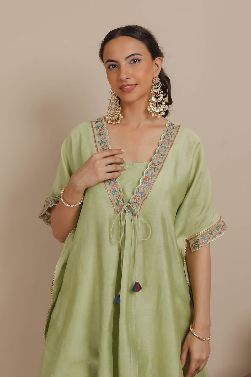 Green Short Kaftaan & Pants Set