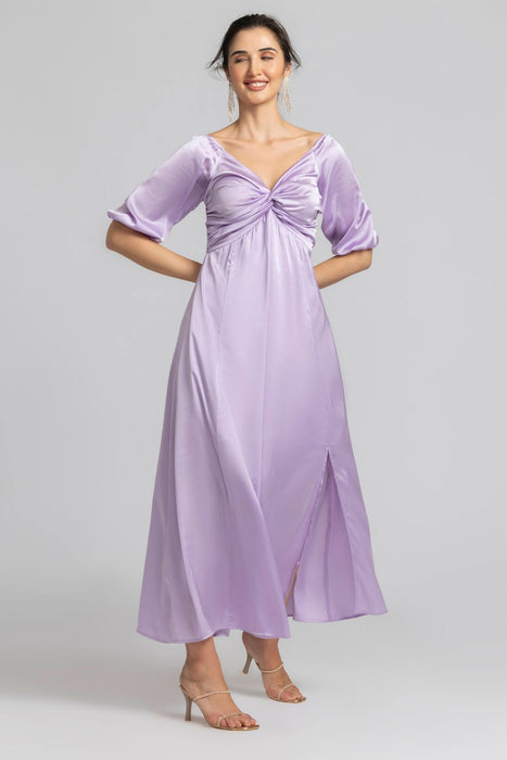 Lavender Elegance Sweetheart Maxi Dress