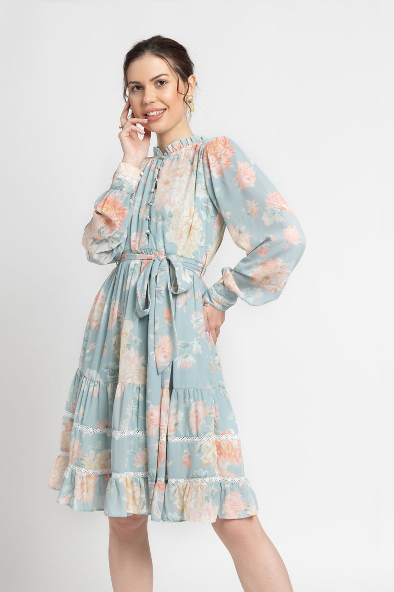 Frost Blue Knot Mini Dress