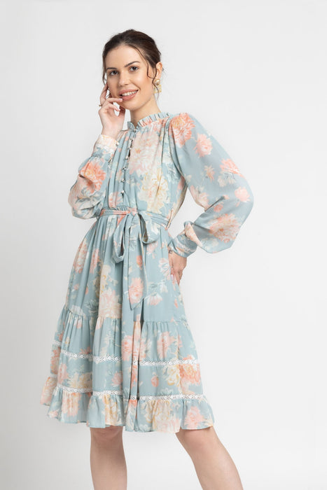 Frost Blue Knot Mini Dress