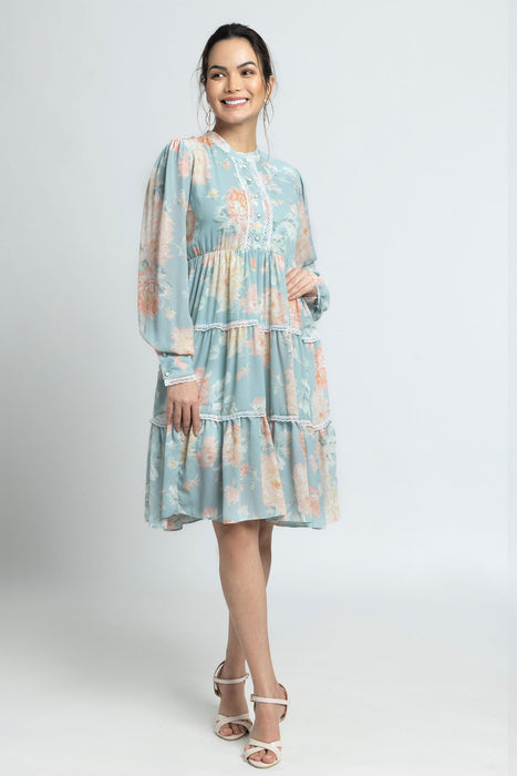 Frost Blue tiered Mini Dress