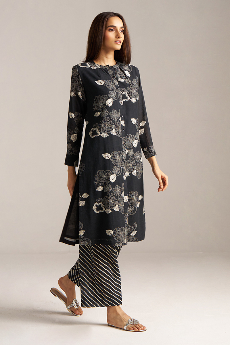 Black and White Linen Print Co-ord Set