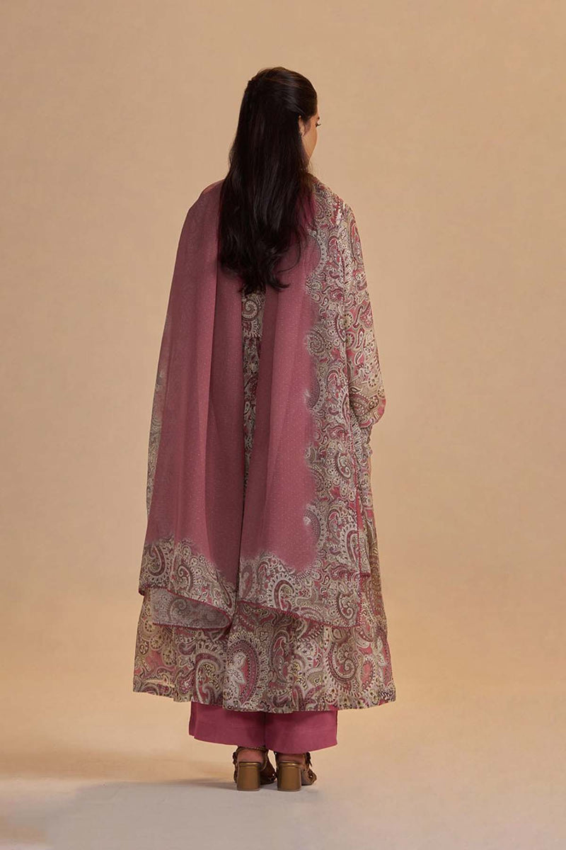 Mauve and Beige Orgenza Silk Kurta Set