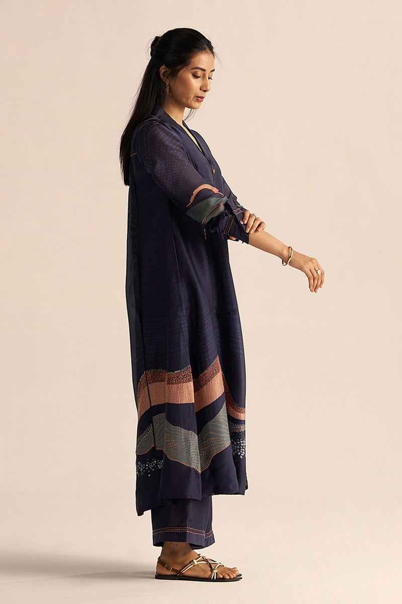 Outer Space Blue Silk Co-ord Set