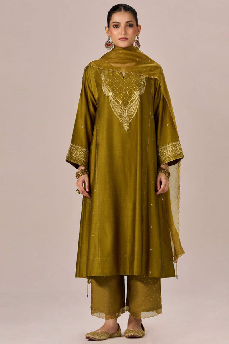 Golden Brown Festive Kurta Set