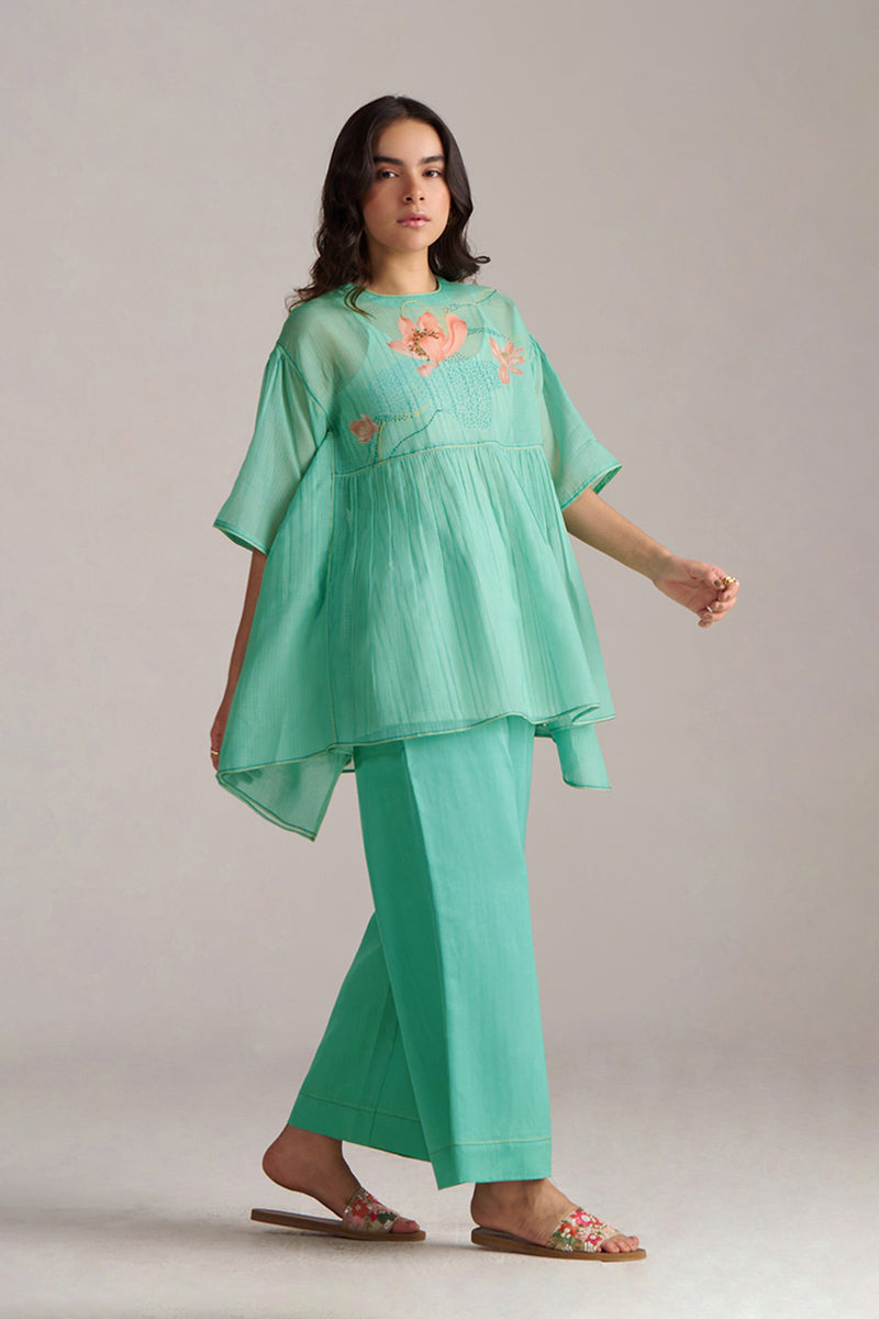 Bright Aqua Kota Silk Co-ord Set