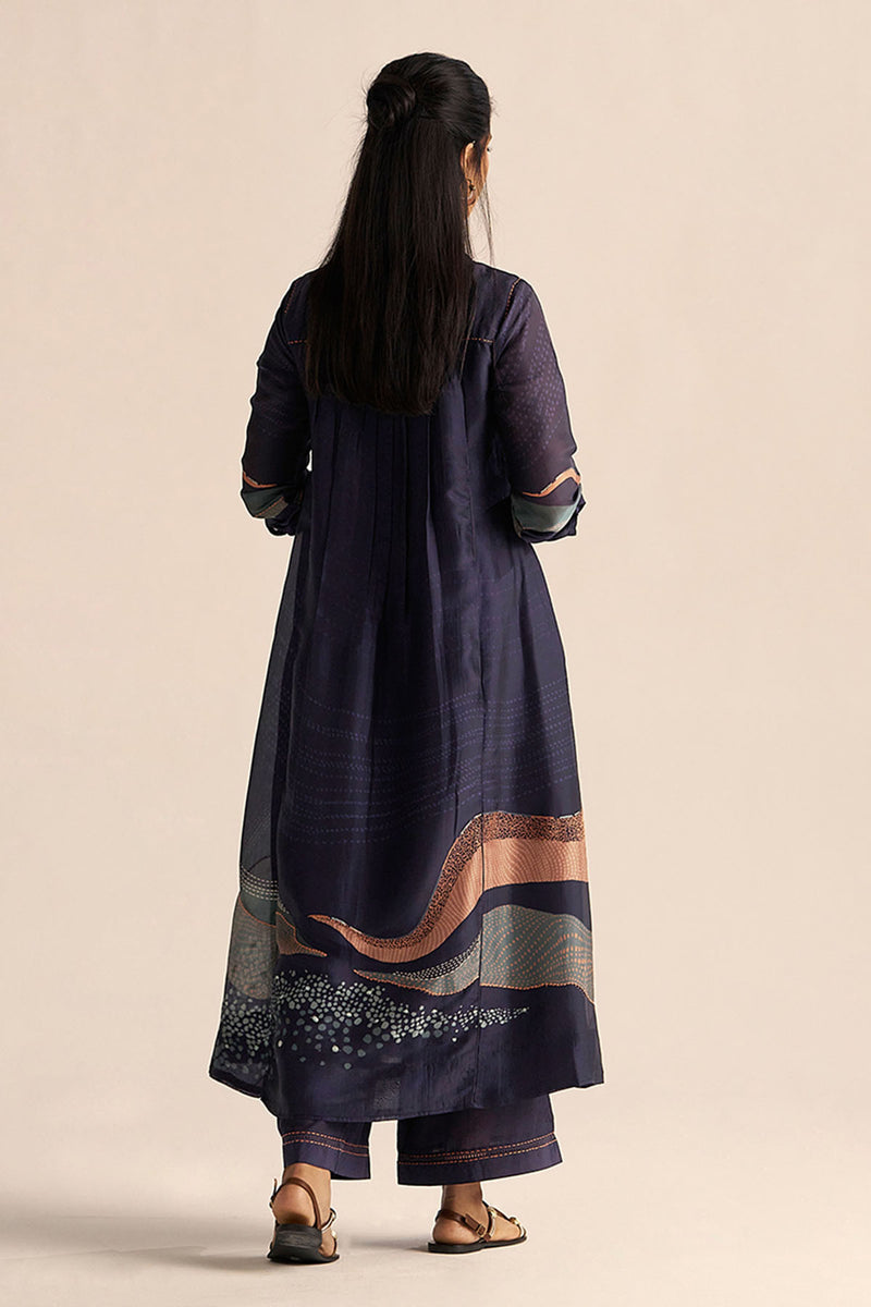 Outer Space Blue Silk Co-ord Set