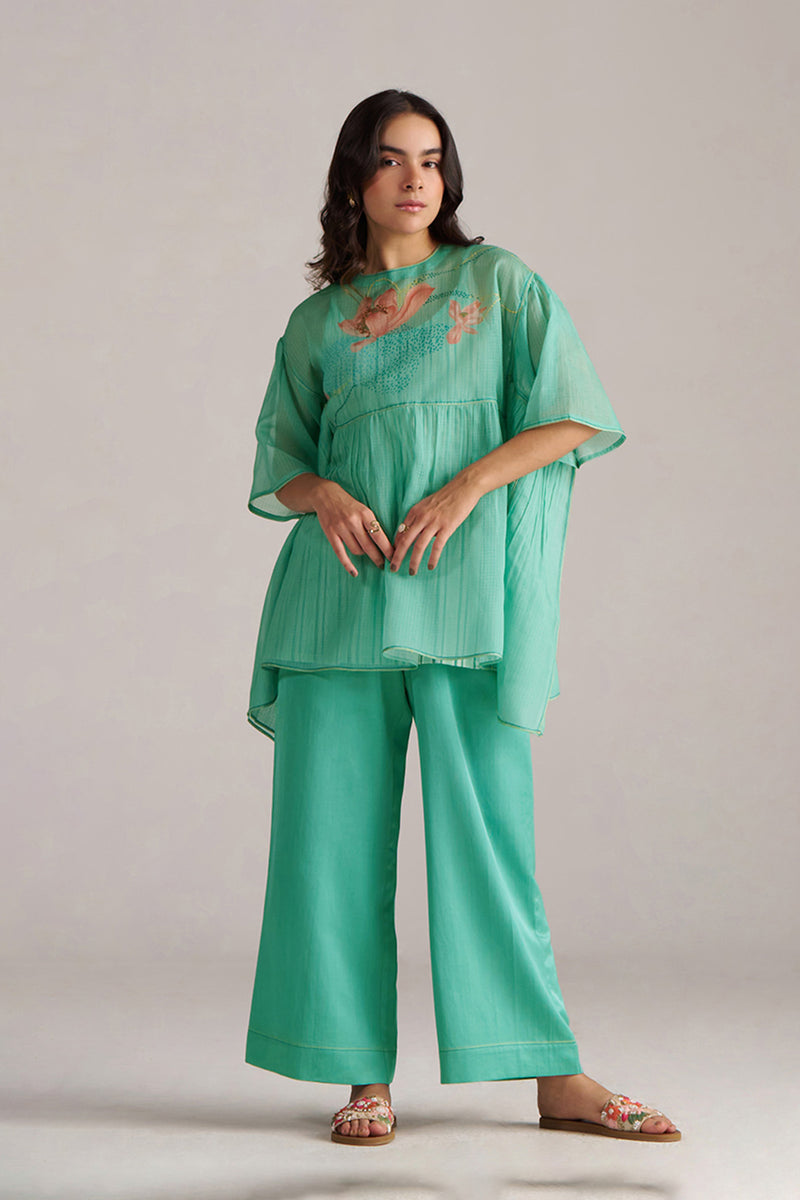 Bright Aqua Kota Silk Co-ord Set
