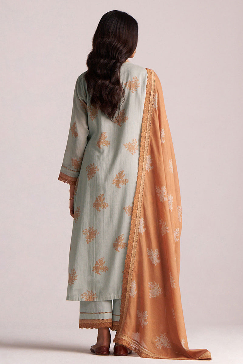 Grey-Rust Mul Kurta Set