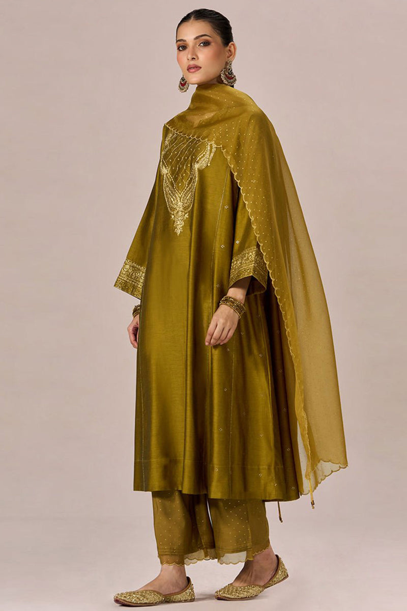 Golden Brown Festive Kurta Set