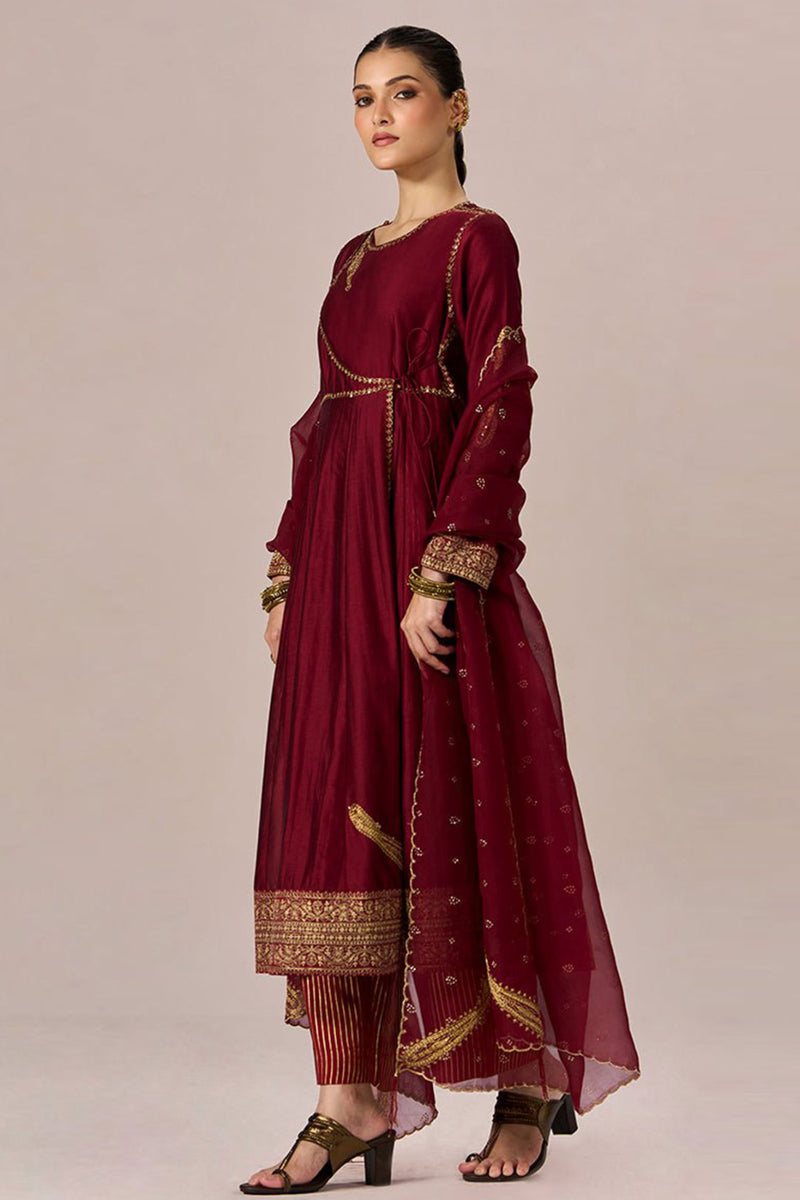 Garnet Red Festive Anarkali Set
