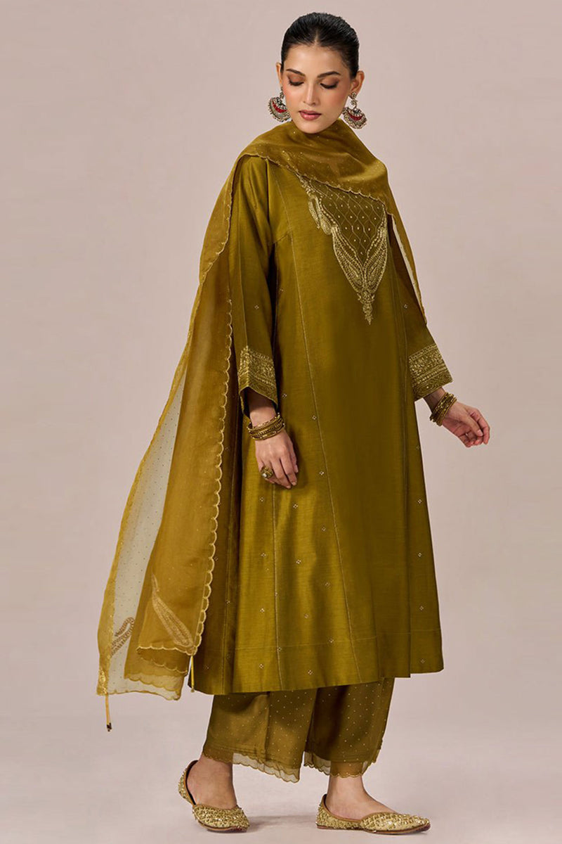Golden Brown Festive Kurta Set