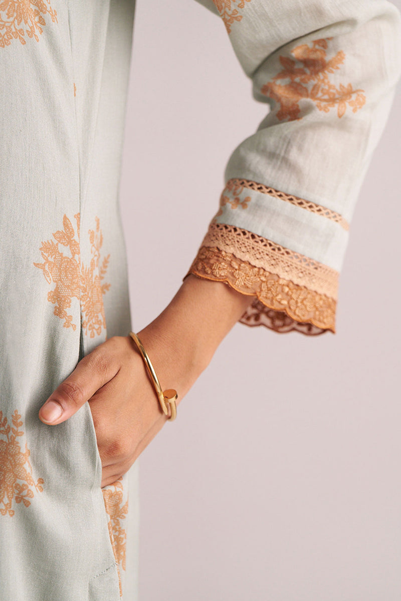 Grey-Rust Mul Kurta Set