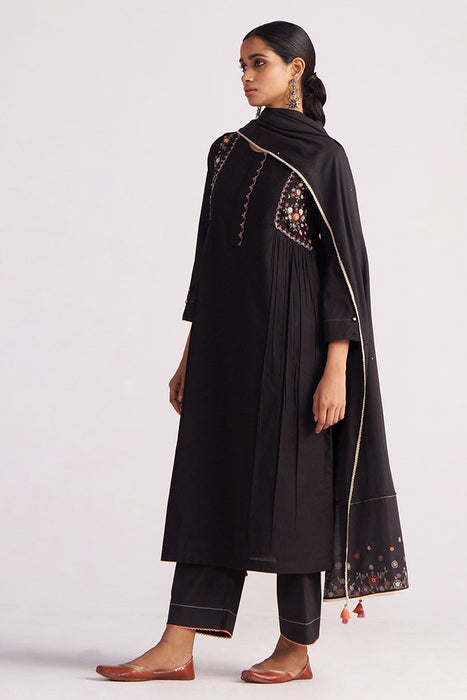 Black Embroidered Kurta Set