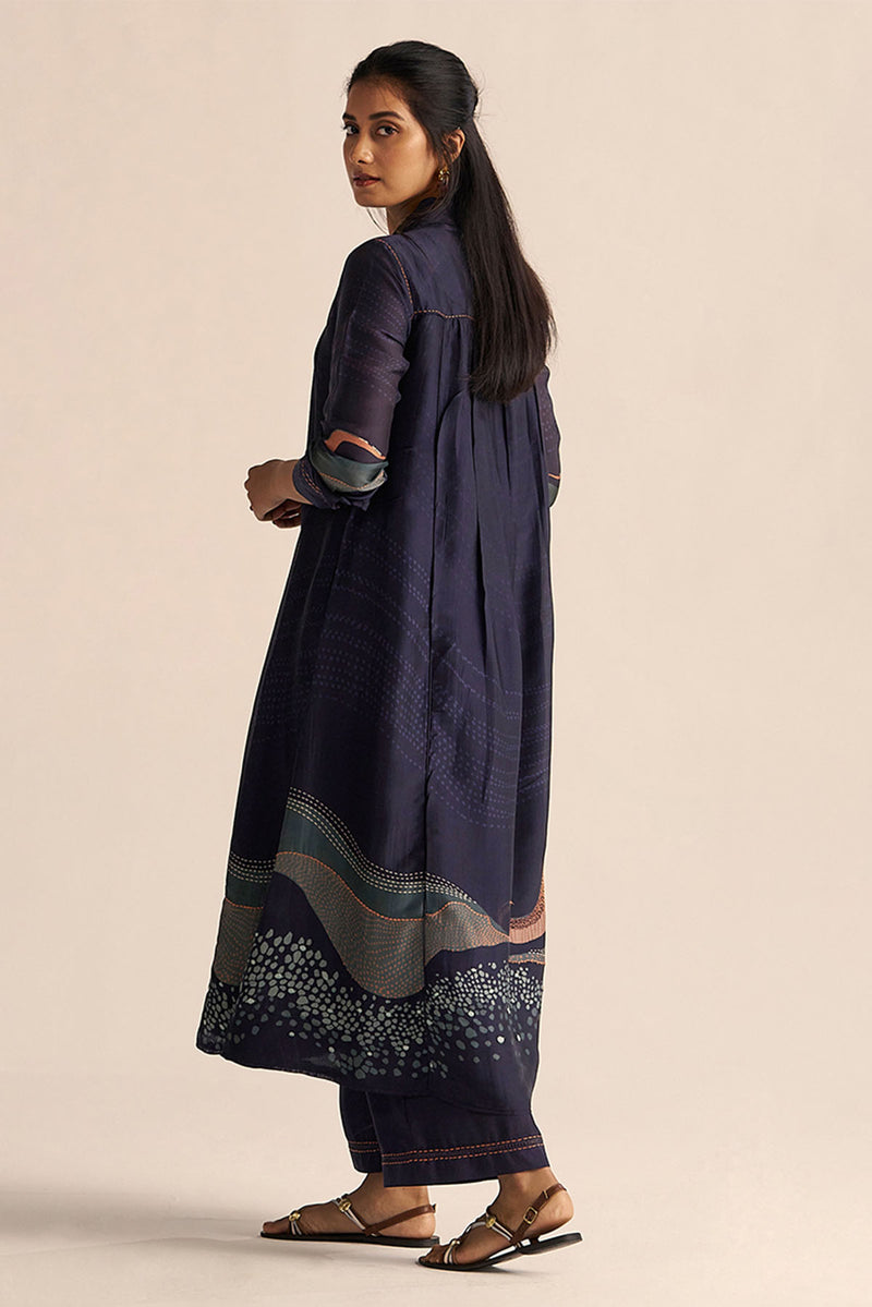 Outer Space Blue Silk Co-ord Set