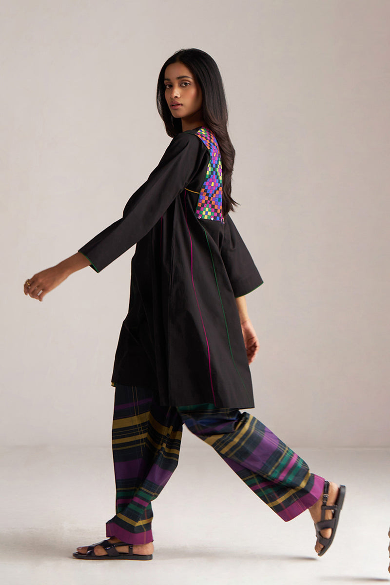 Black With Multi Colour Checkard Co-ord Set