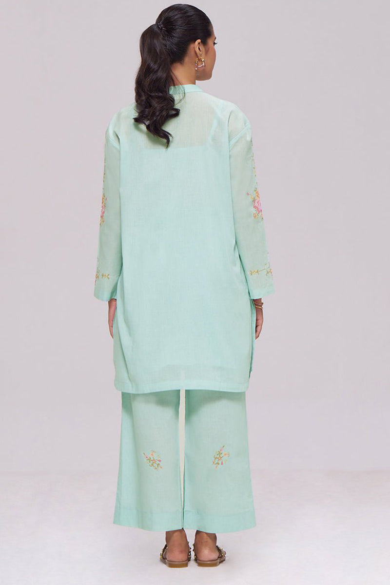 Ice-Blue Mul-Chanderi Co-ord Set