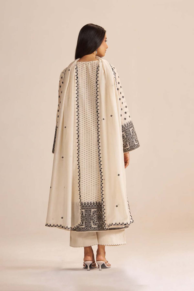 Butter Creame Woven Kurta Set