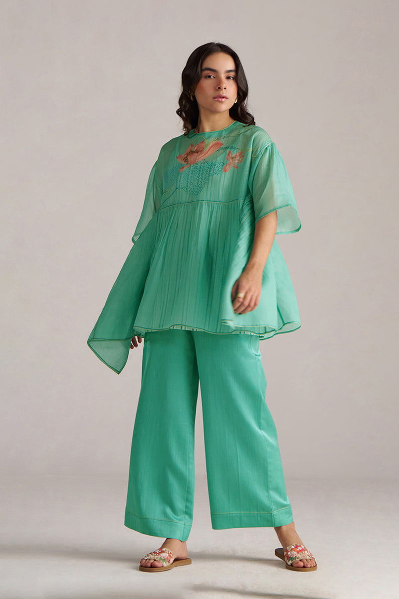 Bright Aqua Kota Silk Co-ord Set