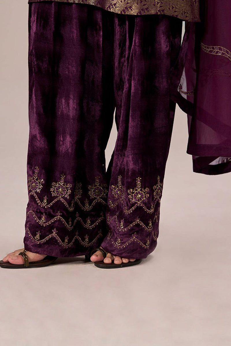 Plum Banarasi Festive Kurta Set
