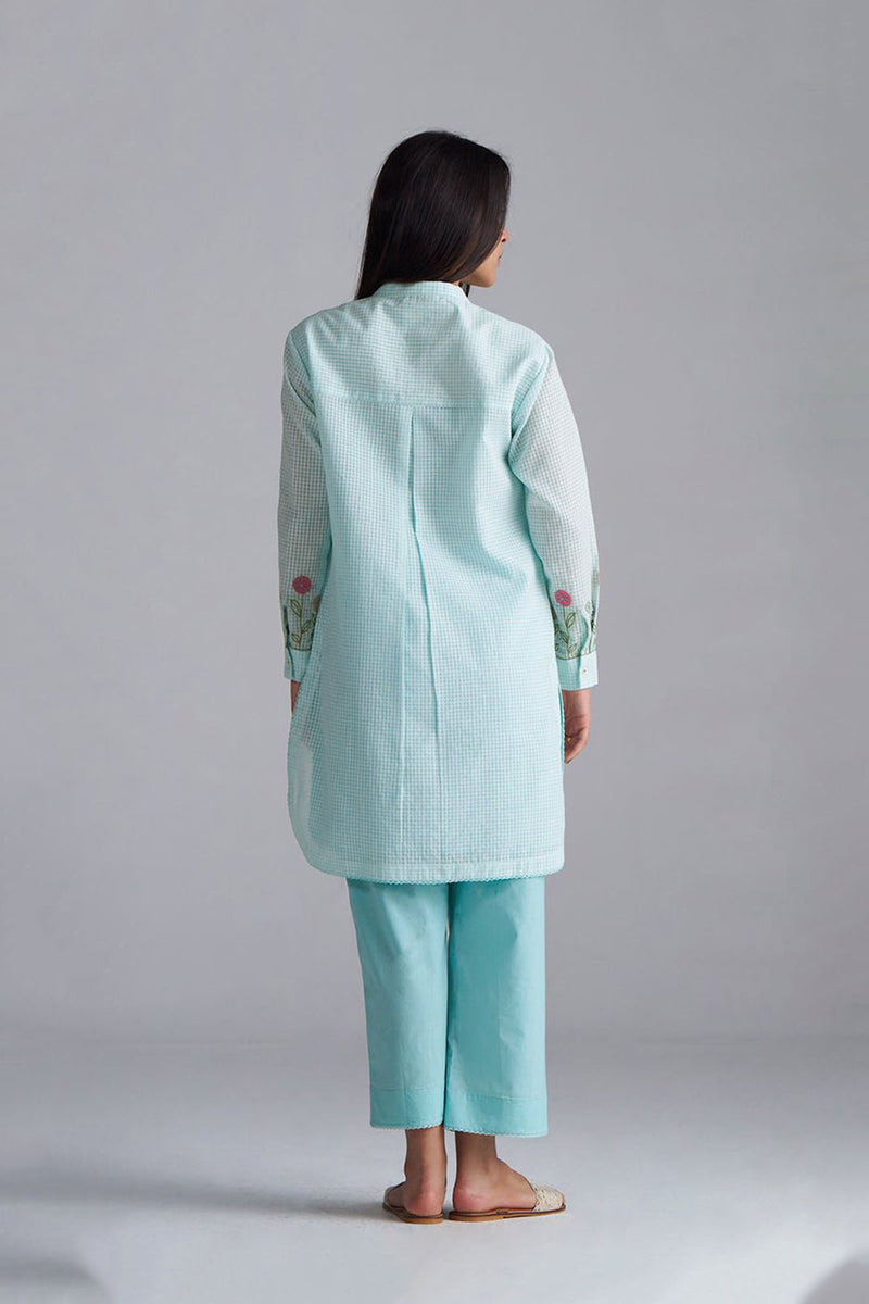 Eggshell Blue Mini-Check Woven Co-ord Set