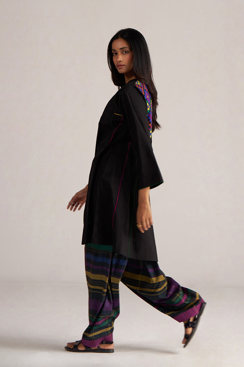 Black With Multi Colour Checkard Co-ord Set